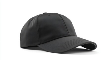 Stylish Black Baseball Cap Isolated on White.