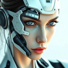 Futuristic Female Cyborg Portrait &ndash; High-Tech Sci-Fi Robot Woman Artwork