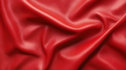 Close-up of red leather texture with smooth finish  