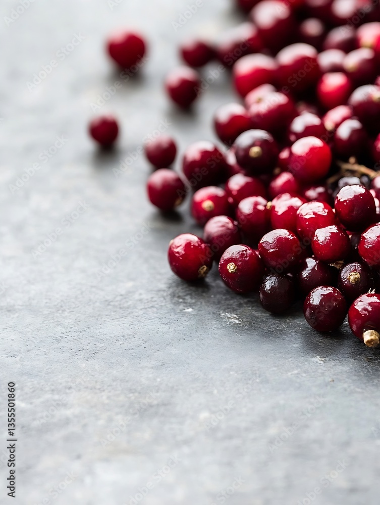 Aufkleber a scattering of ripe and vibrant red cranberries on a dark surface bringing a pop of color and fresh