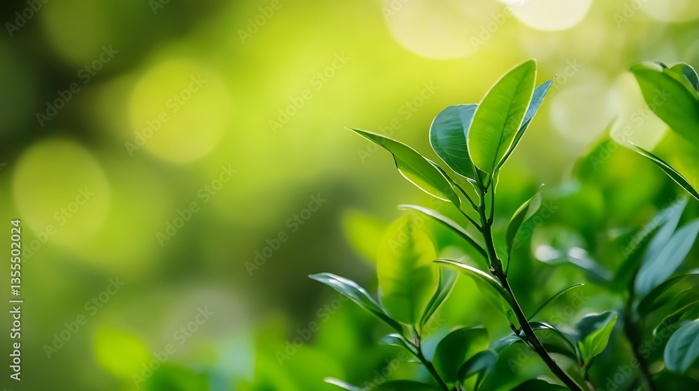 Aufkleber lush green leaves in soft focus creating a tranquil and serene background for relaxation or nature t