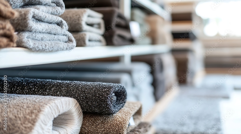 Aufkleber neatly arranged rolled towels on shelves creating a cozy and inviting interior space for relaxation 