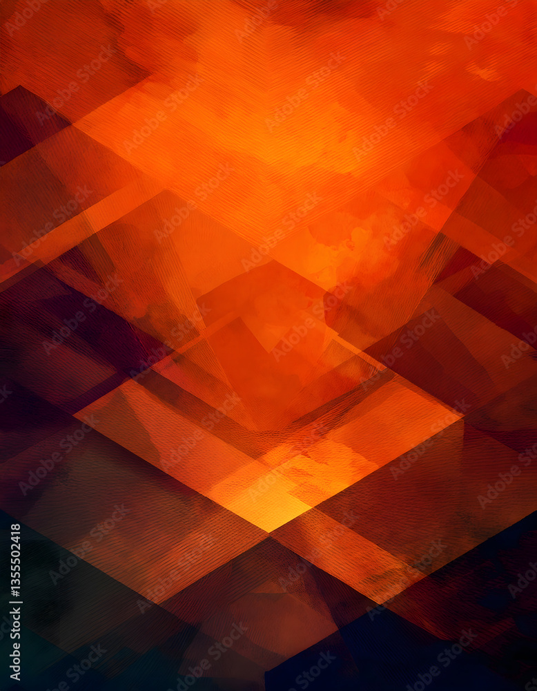 Aufkleber abstract geometric pattern with warm orange tones and a textured background, creating a modern, arti