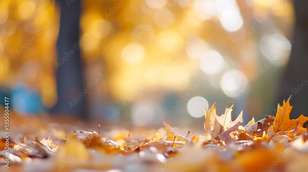 Aufkleber autumn leaves on the ground creating a warm and cozy ambiance in a beautiful fall environment : gene