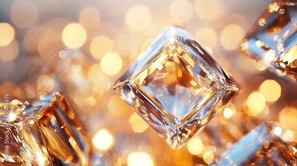 Fototapete Stunning close up of sparkling clear diamonds with bokeh background creating a luxurious and elegant atmosphere : Generative AI