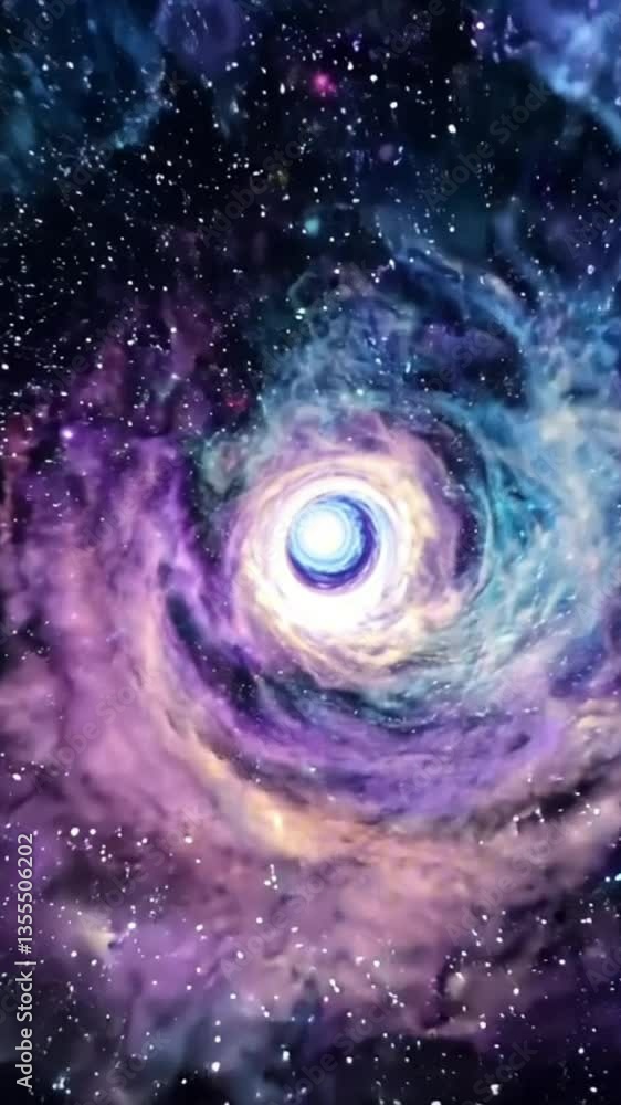 Wall mural vertical 9:16 a swirling vortex of deep-space stars and colorful cosmic clouds, creating a sense of 