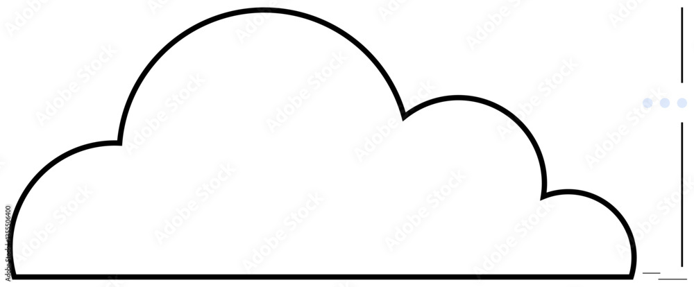 Poster simplified cloud shape with bold outline and vertical three-dot menu. ideal for technology, data sto
