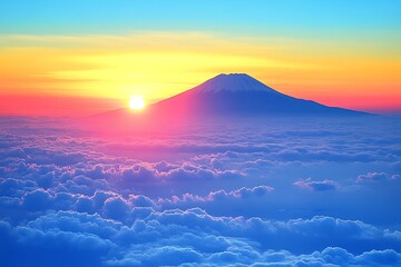 Majestic Sunrise over Mount Fuji for Cloudscape.