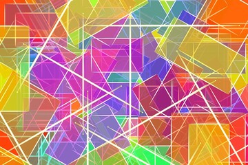 A hand drawn Abstract Geometric Composition with Colorful Shapes and Lines background