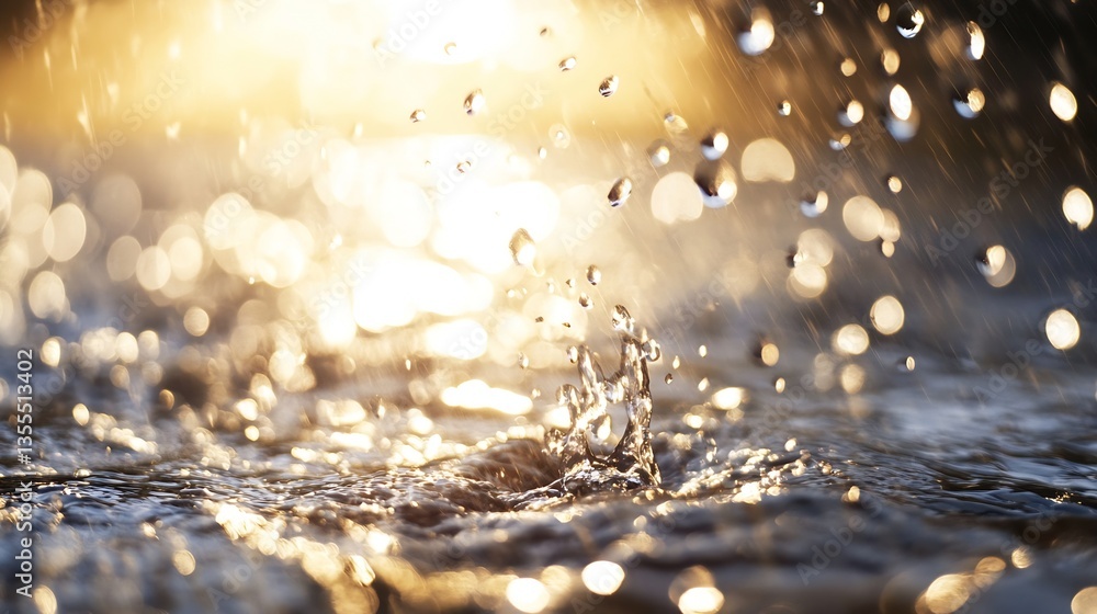 Leinwandbilder close up of water droplets sparkling in the sunlight creating a magical atmosphere : generative ai