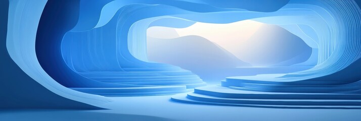 Futuristic technology inspired environment featuring layered circuit board designs and cool blue gradients with sleek lighting effects