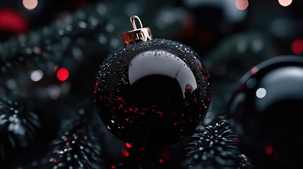 Glossy black Christmas ornament