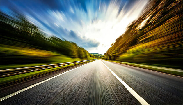 ぼやけた背景。疾走感のある道路の背景。高い露光のあるスピード感のある道路の素材。Blurred background. Speeding road background. High exposure speedy road material.