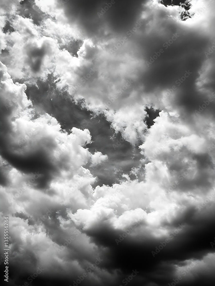 Aufkleber Dramatic Sky Filled with Dark Clouds and Dynamic Cloud Patterns : Generative AI