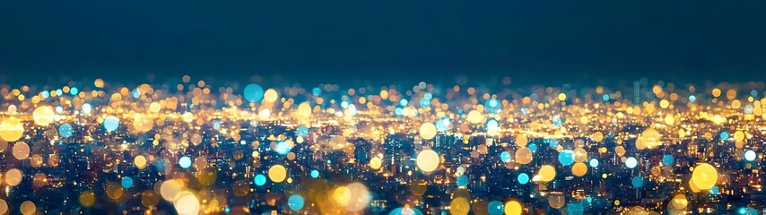 Aerial view of a city at night with blurred lights