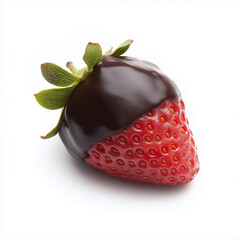 strawberry dipped in chocolate, Isolated on white Background.