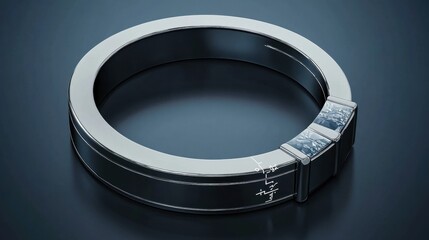 A precise, ergonomic digital ring sizer measuring a luxury ring on a dark gunmetal gray backdrop.