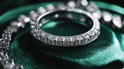 A ring sizer with a high-tech sensor system and accurate digital readings on a glossy emerald green backdrop.