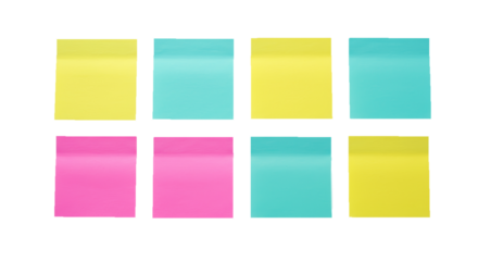 Collection of colorful sticky notes for reminders and brainstorming layout