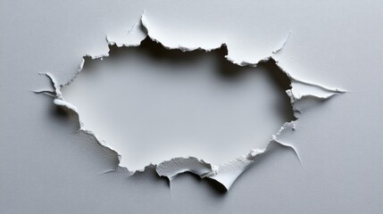 Ripped hole in a white surface