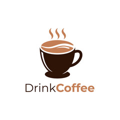 Coffee bean cup logo vector design. Coffee cup logo vector with bean icon design. Cup coffee logo design suitable for store, shop, online, beverage, food, restaurant, bar. Vector illustration.