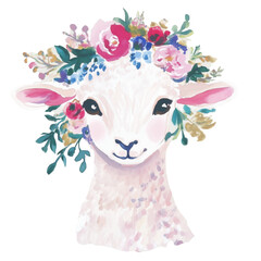 Happy easter watercolor painting elegant illustration set