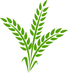 Fototapeta premium Wheats ears icon and wheat design elements flat line vector isolated on transparent background. Harvest wheat grain, growth rice stalk and whole bread grains or field cereal nutritious.