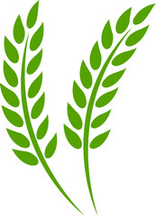 Wheats ears icon and wheat design elements flat line vector  isolated on transparent background. Harvest wheat grain, growth rice stalk and whole bread grains or field cereal nutritious.