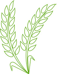 Wheats ears icon and wheat design elements flat line vector  isolated on transparent background. Harvest wheat grain, growth rice stalk and whole bread grains or field cereal nutritious.