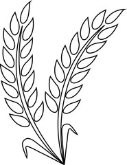 Naklejka premium Wheats ears icon and wheat design elements flat line vector isolated on transparent background. Harvest wheat grain, growth rice stalk and whole bread grains or field cereal nutritious.