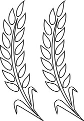 Fototapeta premium Wheats ears icon and wheat design elements flat line vector isolated on transparent background. Harvest wheat grain, growth rice stalk and whole bread grains or field cereal nutritious.