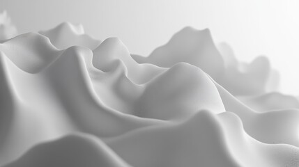 Fototapeta premium Abstract White Flowing Landscape Minimalist 3D Render.