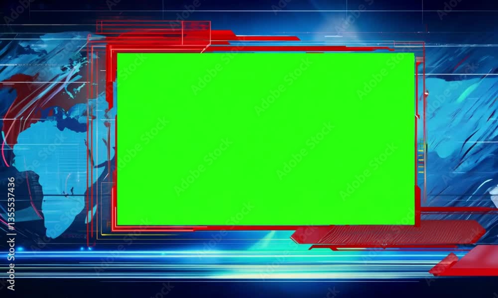 Poster dynamic news backdrop with a green screen display for seamless content integration