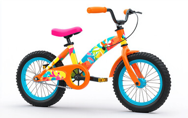 Obraz premium Beginner's Children's Bicycle with Sturdy Training Wheels Isolated On White Background.