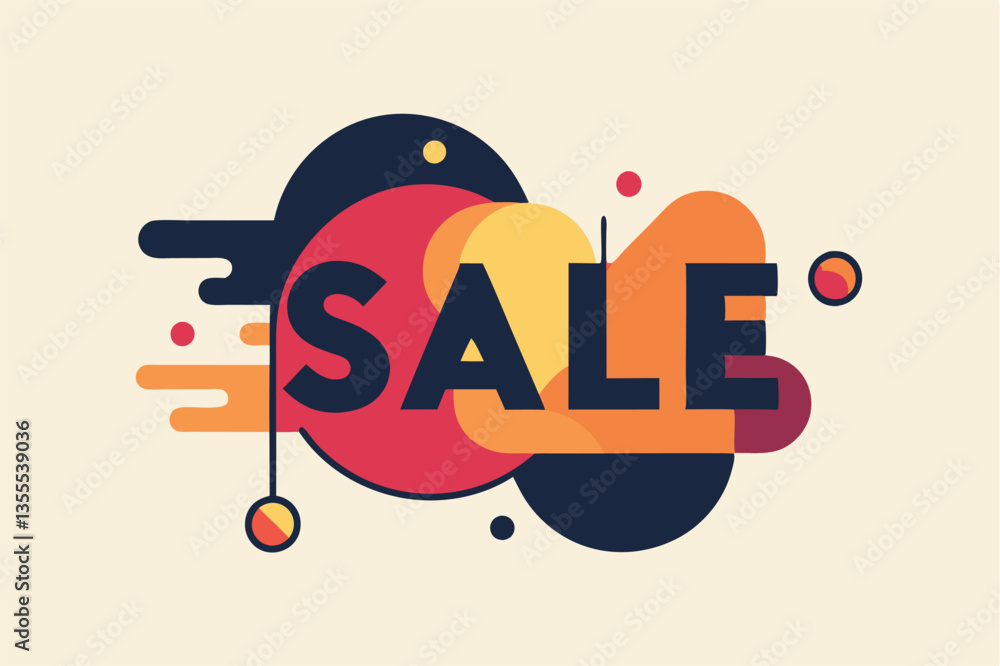 Aufkleber vector illustration of the word sale designed with vibrant colors and minimal shapes, suitable for a
