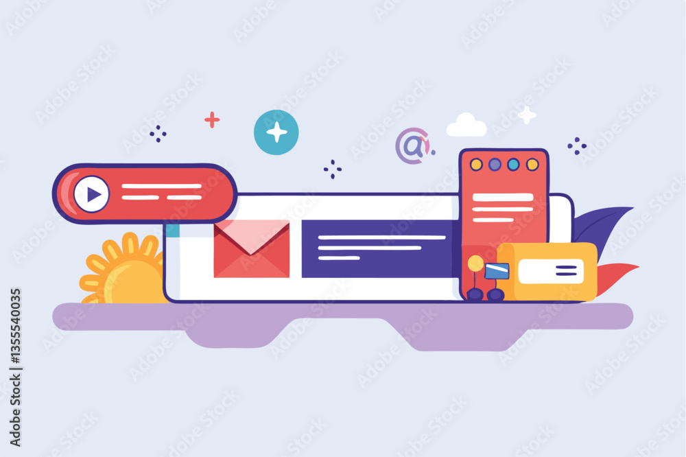 Leinwandbilder creative vector illustration showcasing minimal design elements related to online communication and 