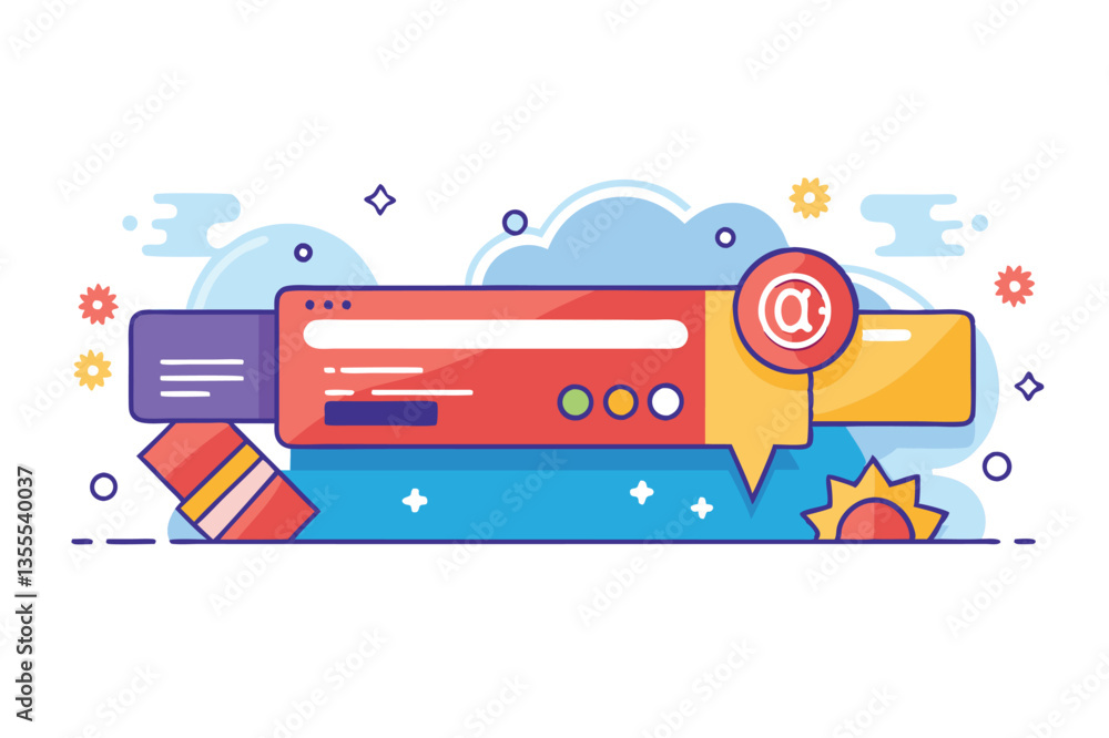 Poster creative vector illustration showcasing minimal design elements related to online communication and 