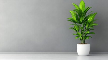 Fototapeta premium Minimalist plant arrangement against a gray wall