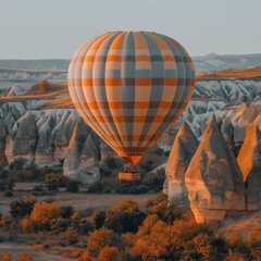 Obraz premium Cappadocia Hot Air Balloon Adventure: Breathtaking Sunrise Over Colorful Rocky Formations