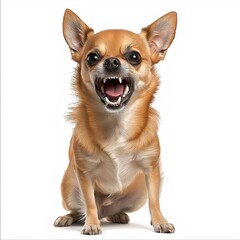 Obraz premium Adorable Purebred Chihuahua Snarling: Aggressive and Vocal Pet Behavior in Small Dogs