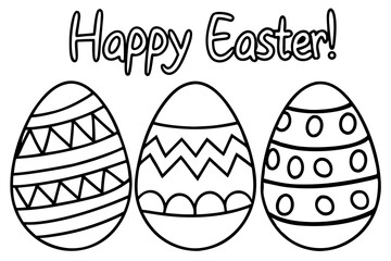 Colorful Easter Eggs with Festive Patterns and Happy Easter Message  