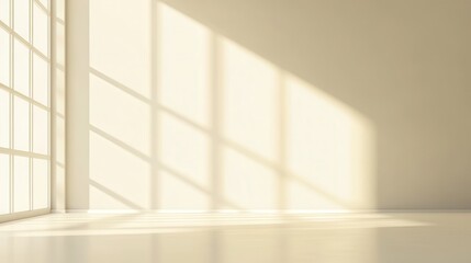 Obraz premium Sunlit Empty Room with Window Shadows.
