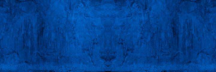 Obraz premium Old wall pattern texture cement blue dark abstract blue color design are light with black gradient background.