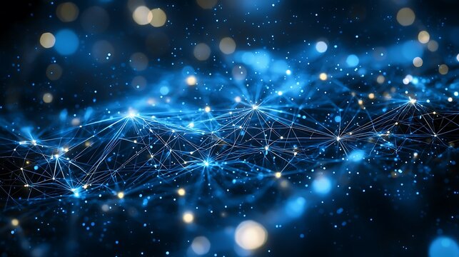Abstract blue glowing network connection.