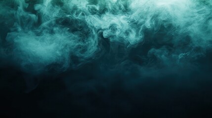 Obraz premium Mystical Teal Smoke Billows on Dark Background.