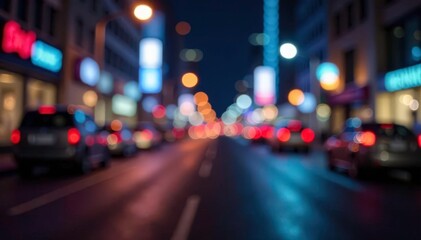 Abstract late-night city lights, blurred bokeh effect, night, wallpaper, visual