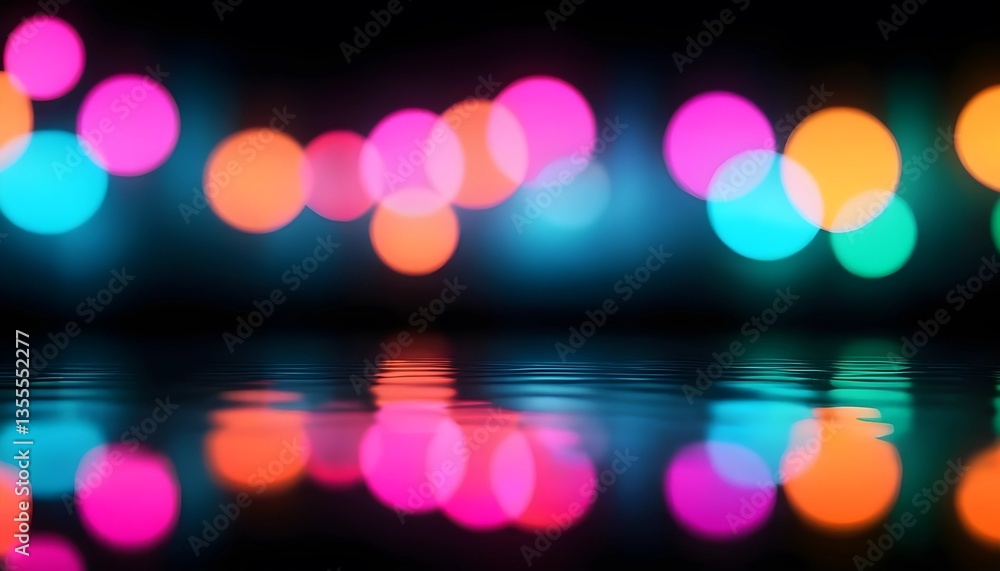 Aufkleber blurred colorful lights reflecting on water surface creates dynamic abstract