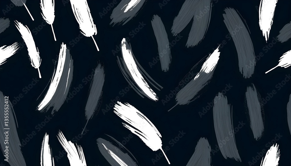 Poster abstract feather pattern design with white and gray brush strokes