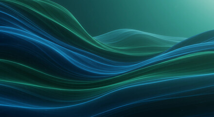 Obraz premium Abstract flowing blue and green waves background design