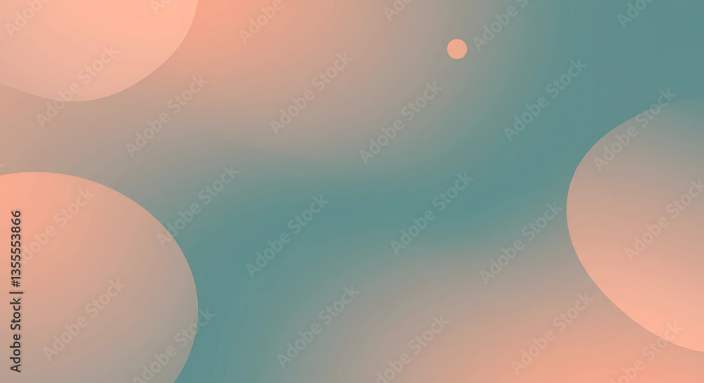 Poster abstract background with peach circles and teal gradient